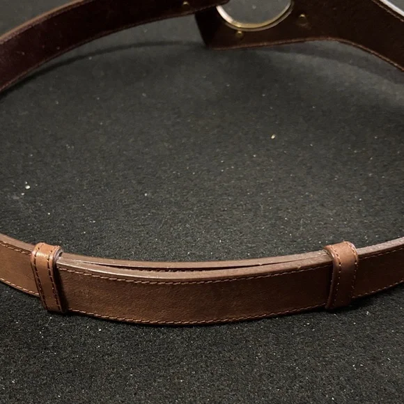 Coldwater Creek Adjustable Brown Belt with Ornate Metal Buckle - Picture 4 of 5